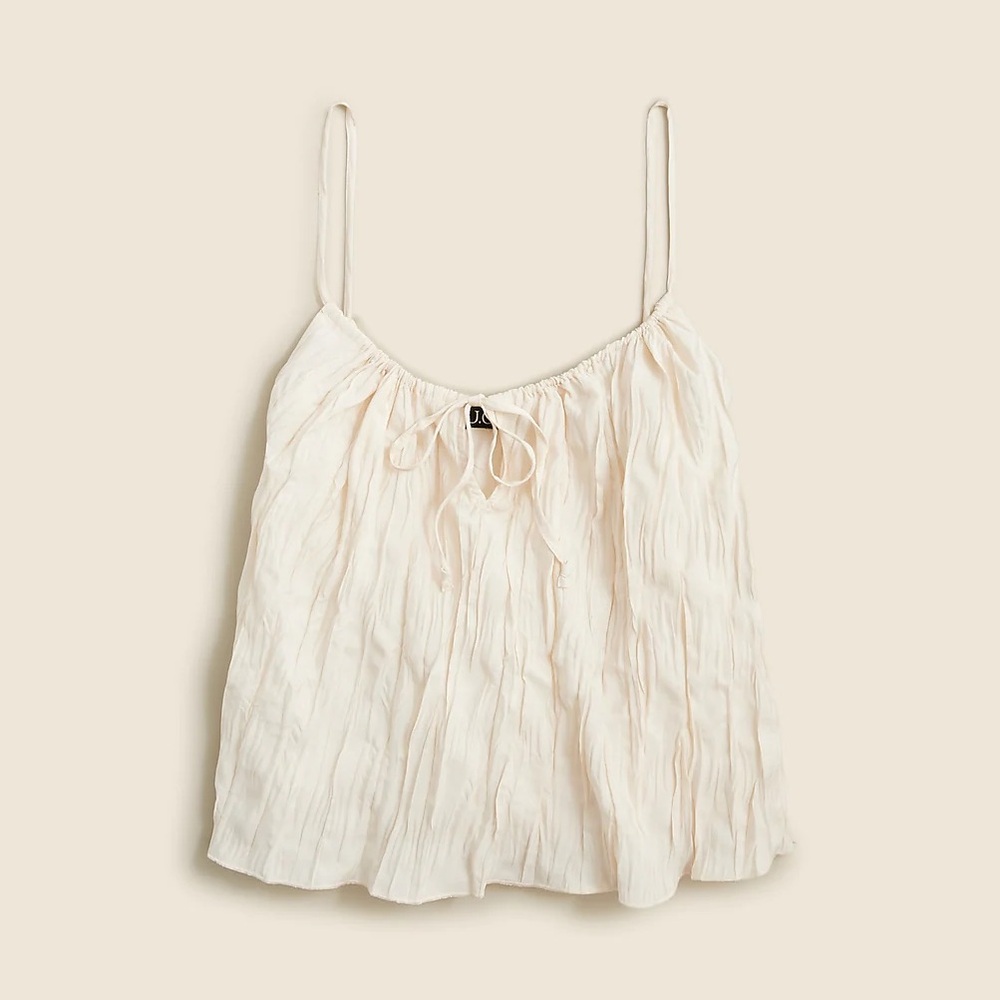 NWT J. Crew Crinkled Tank Top Natural Cream